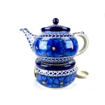 504 Bunzlau Theepot 1,2L met Theelicht  U408 Poppy Bunzlau Set Theepot met Theelicht